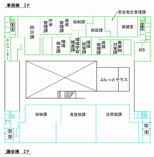 本庁舎2階フロア図R7年8月