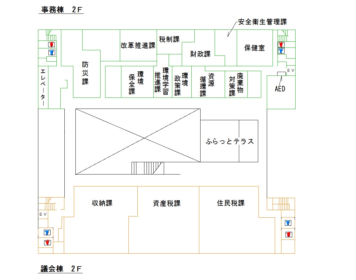 本庁舎2階フロア図