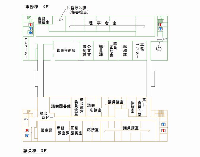 本庁舎3階フロア図