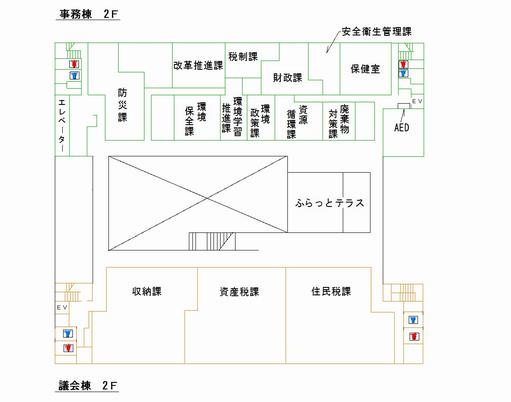 本庁舎2階フロア図