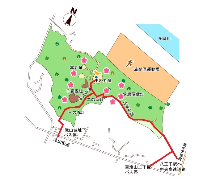 滝山城址案内図