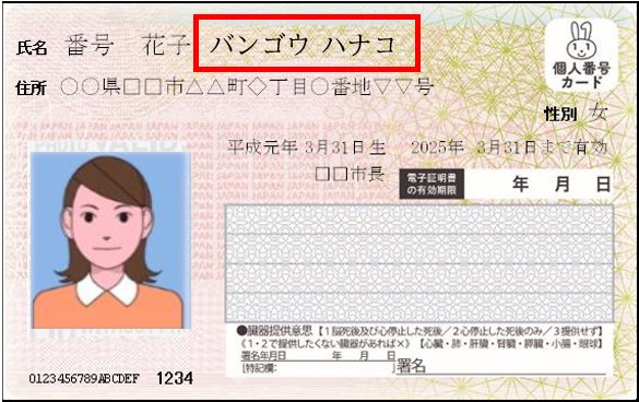 振り仮名印字済イメージ