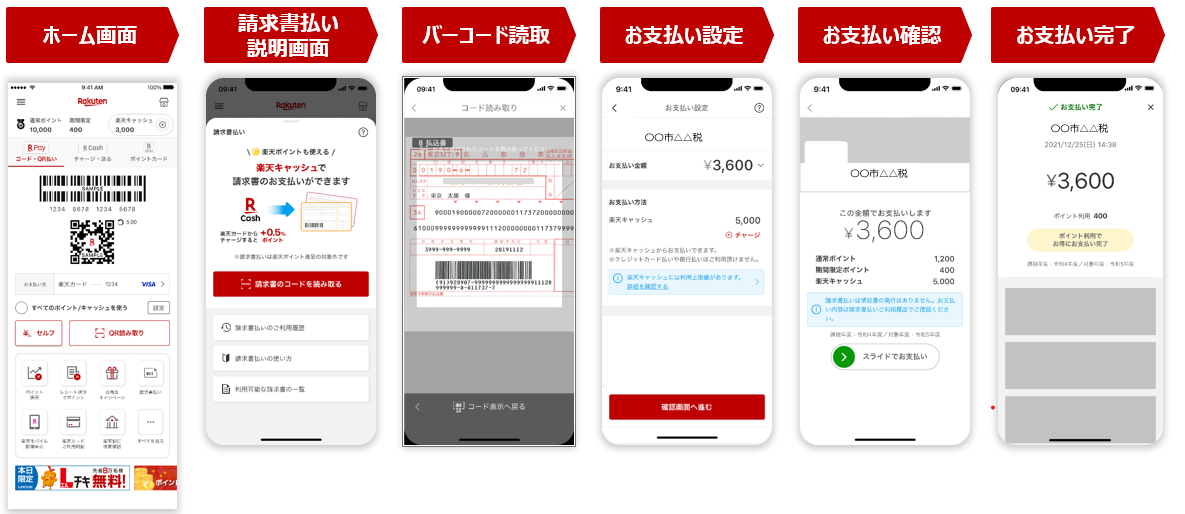 楽天ペイ支払い手順