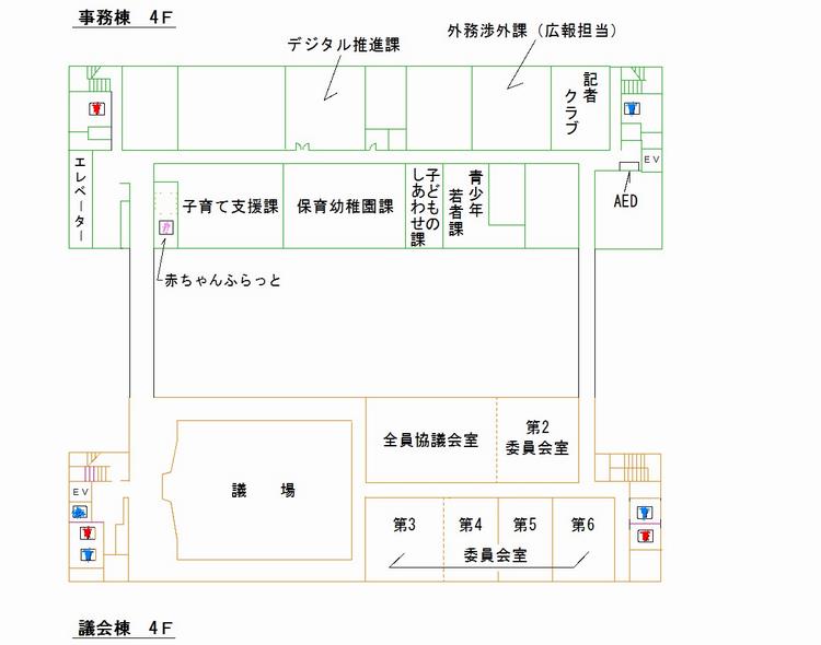 本庁舎4階配置図